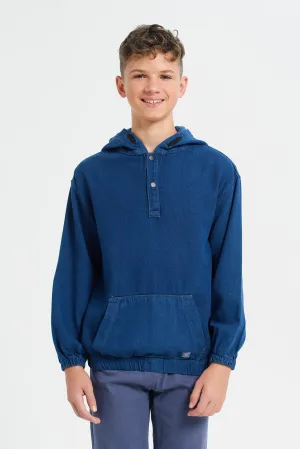 Senior Boys Navy Pull On Hoodie Shirt