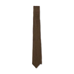 Silk Knitted Tie in Olive Green