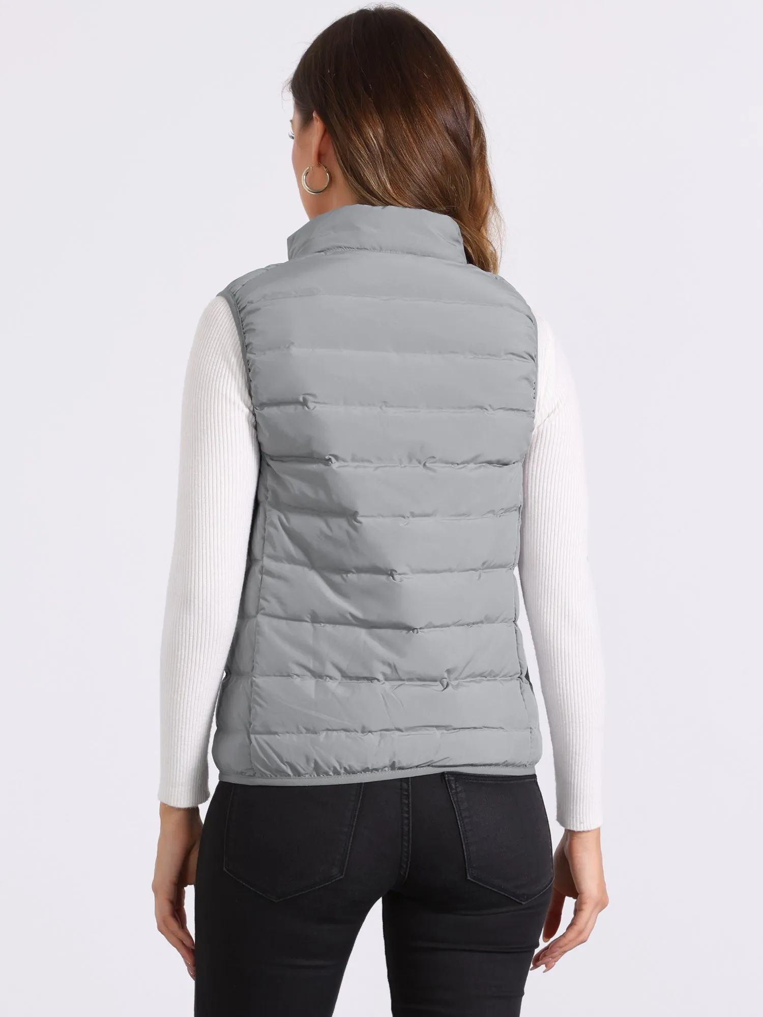 Sleeveless Zip-Up Stand Collar Puffer Vest