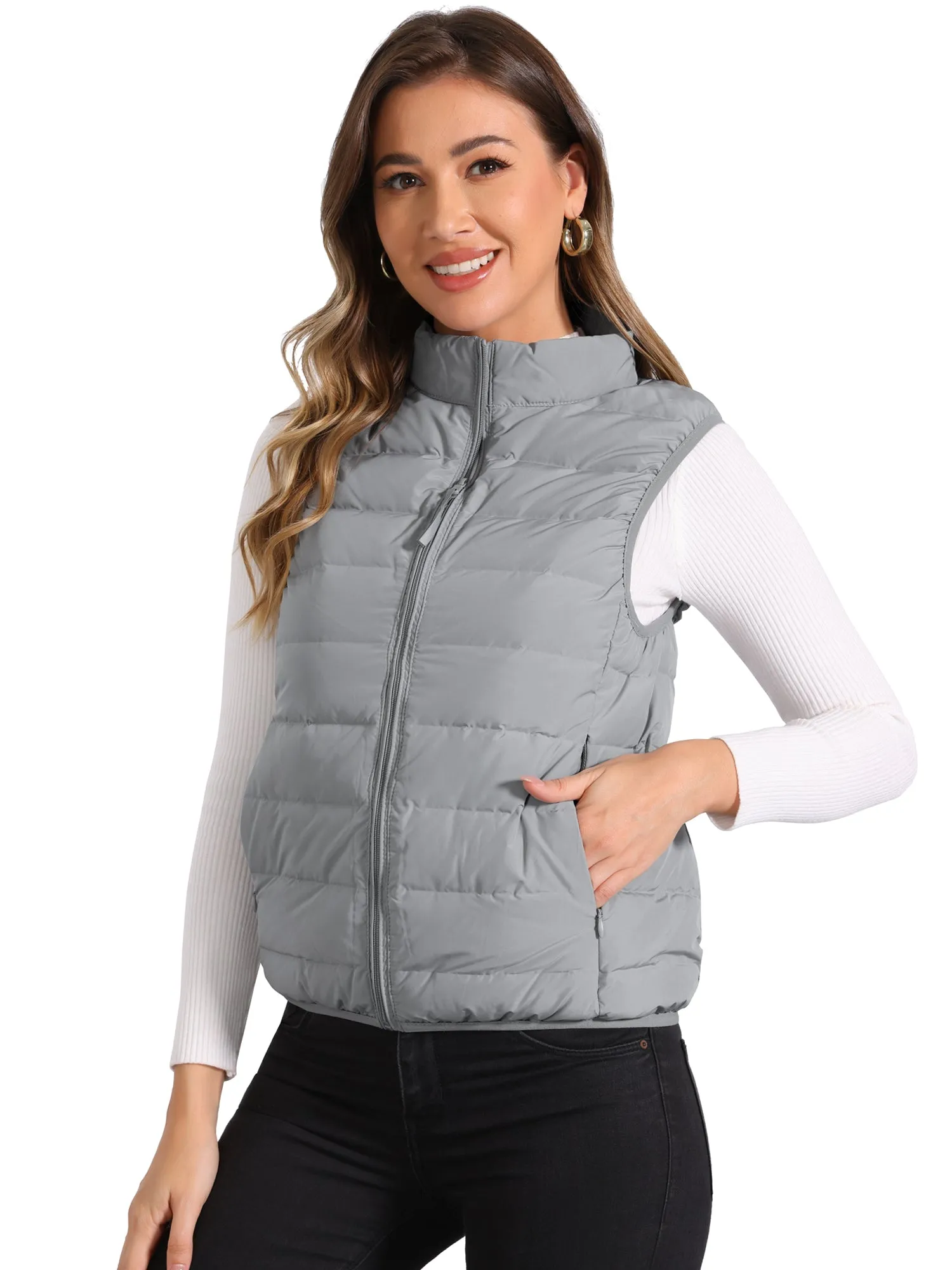 Sleeveless Zip-Up Stand Collar Puffer Vest