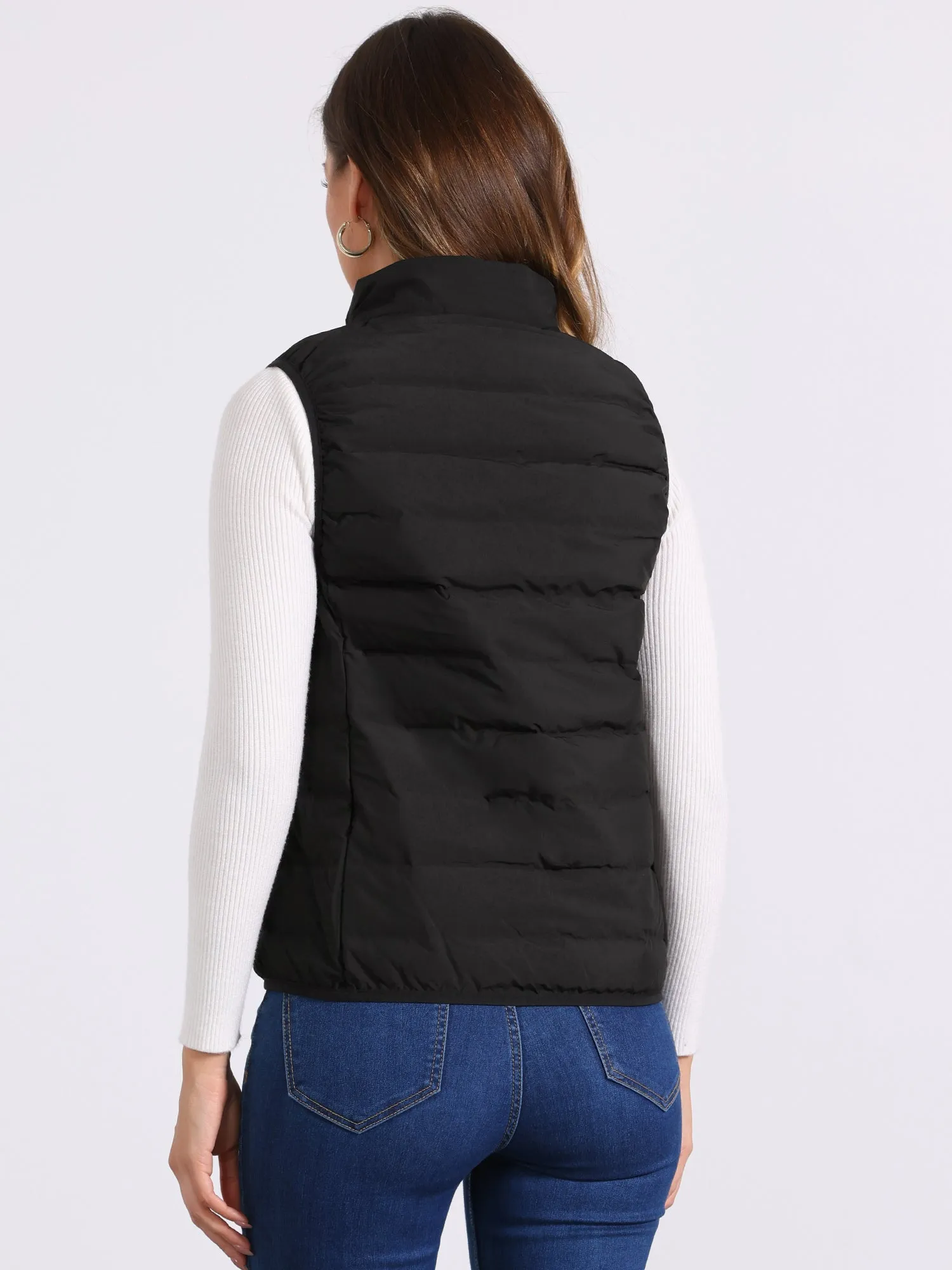 Sleeveless Zip-Up Stand Collar Puffer Vest