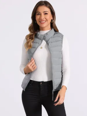 Sleeveless Zip-Up Stand Collar Puffer Vest