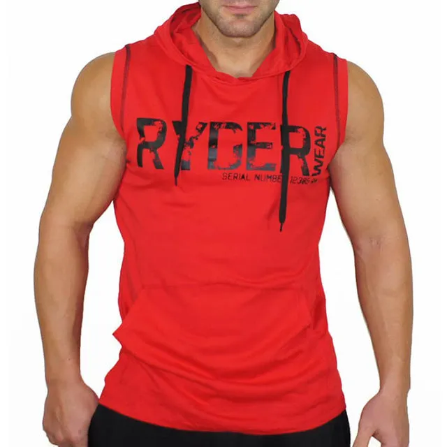 Summer Brand Clothing Bodybuilding Letters Fitness Men Gyms Hooded Tank Top Vest Sportswear Sleeveless Shirt Hoodie Musculation