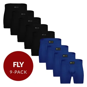 Sweat Proof Men's Boxer Briefs with Fly - Mix 9-Pack (5x Black, 4x Navy)