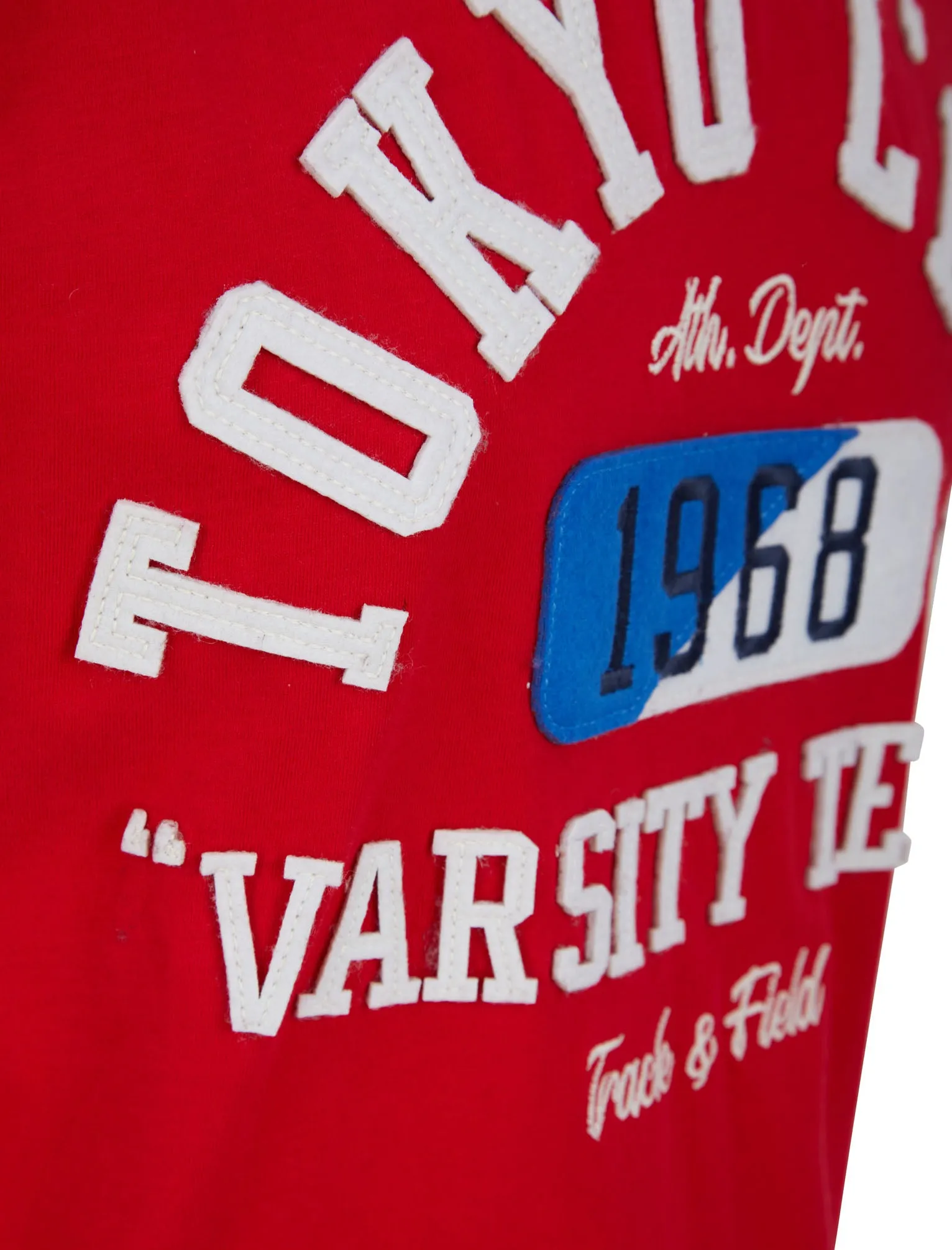 Varsity Team Motif Cotton Jersey T-Shirt In Barados Cherry - Tokyo Laundry