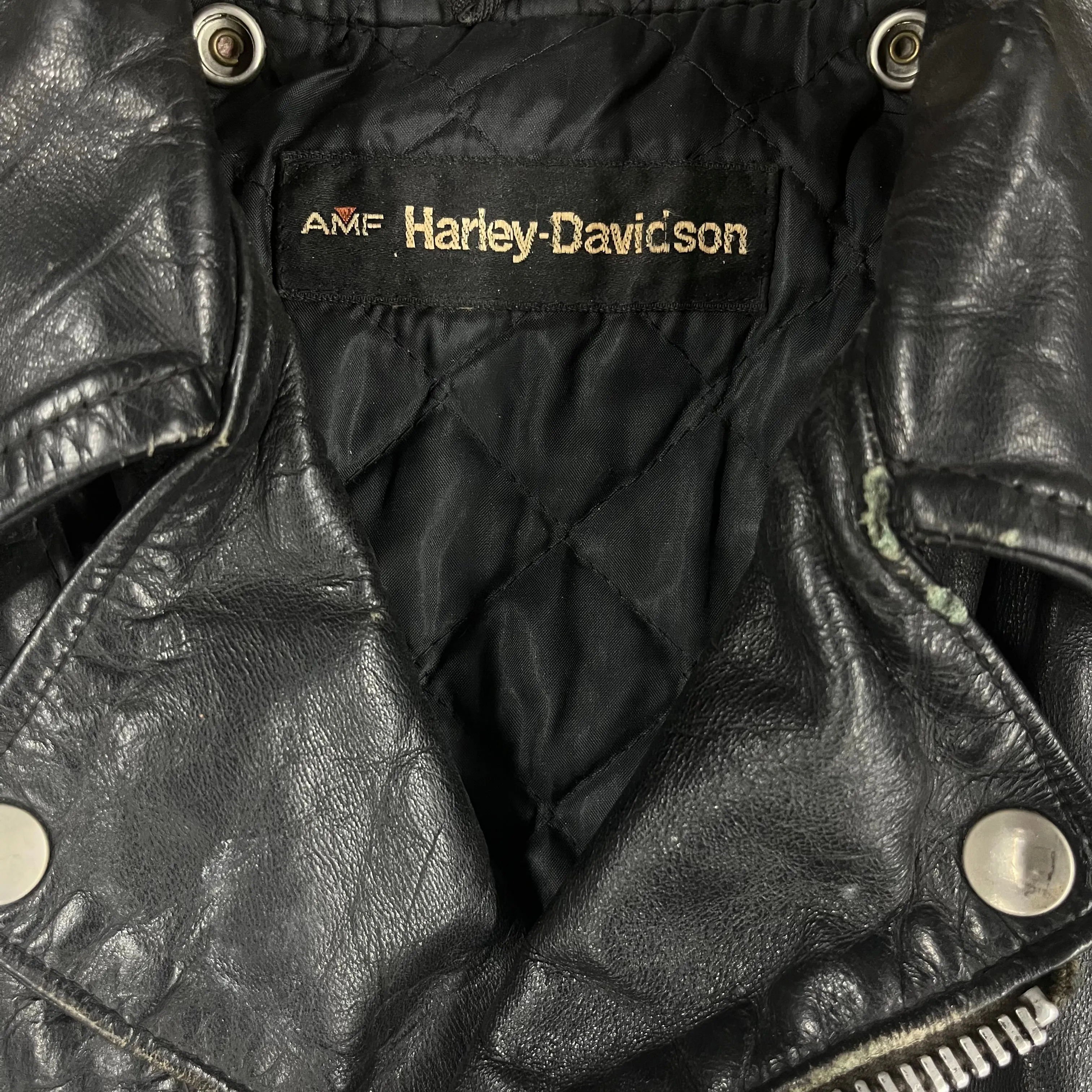 Vintage Harley Davidson "AMF" Heavy Leather Motorcycle Jacket