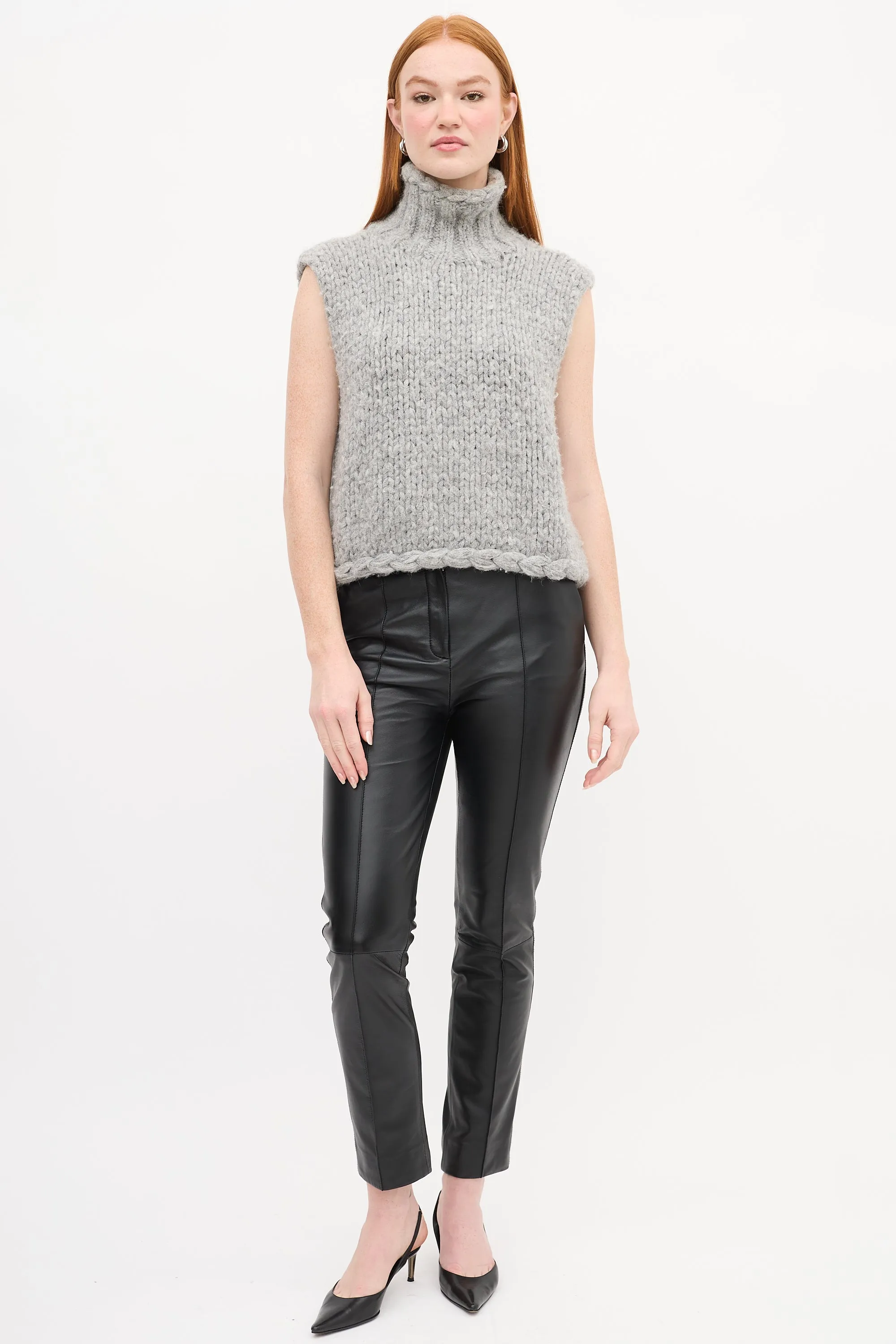 X Augden Grey Knit Sleeveless Sweater