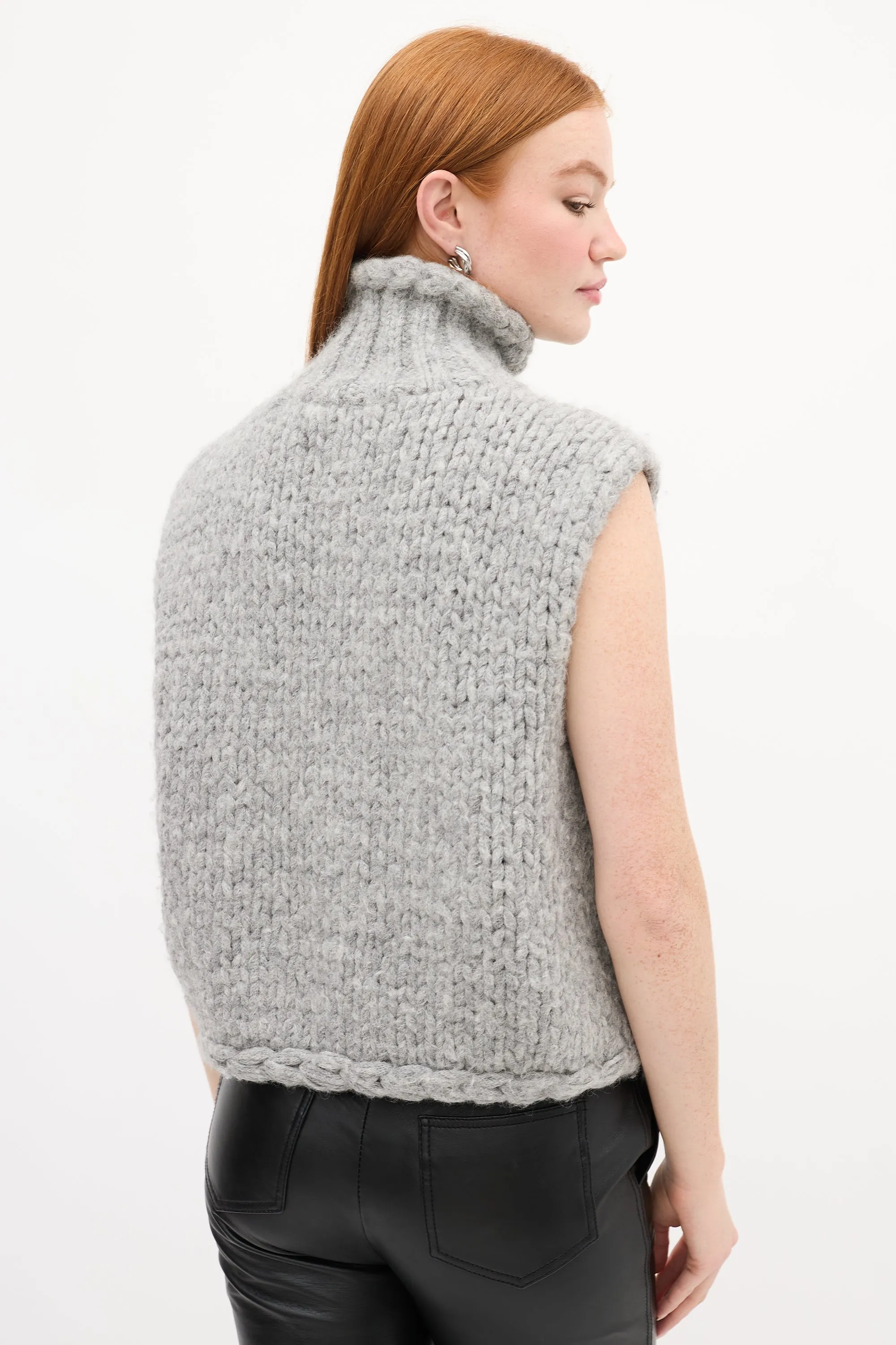 X Augden Grey Knit Sleeveless Sweater