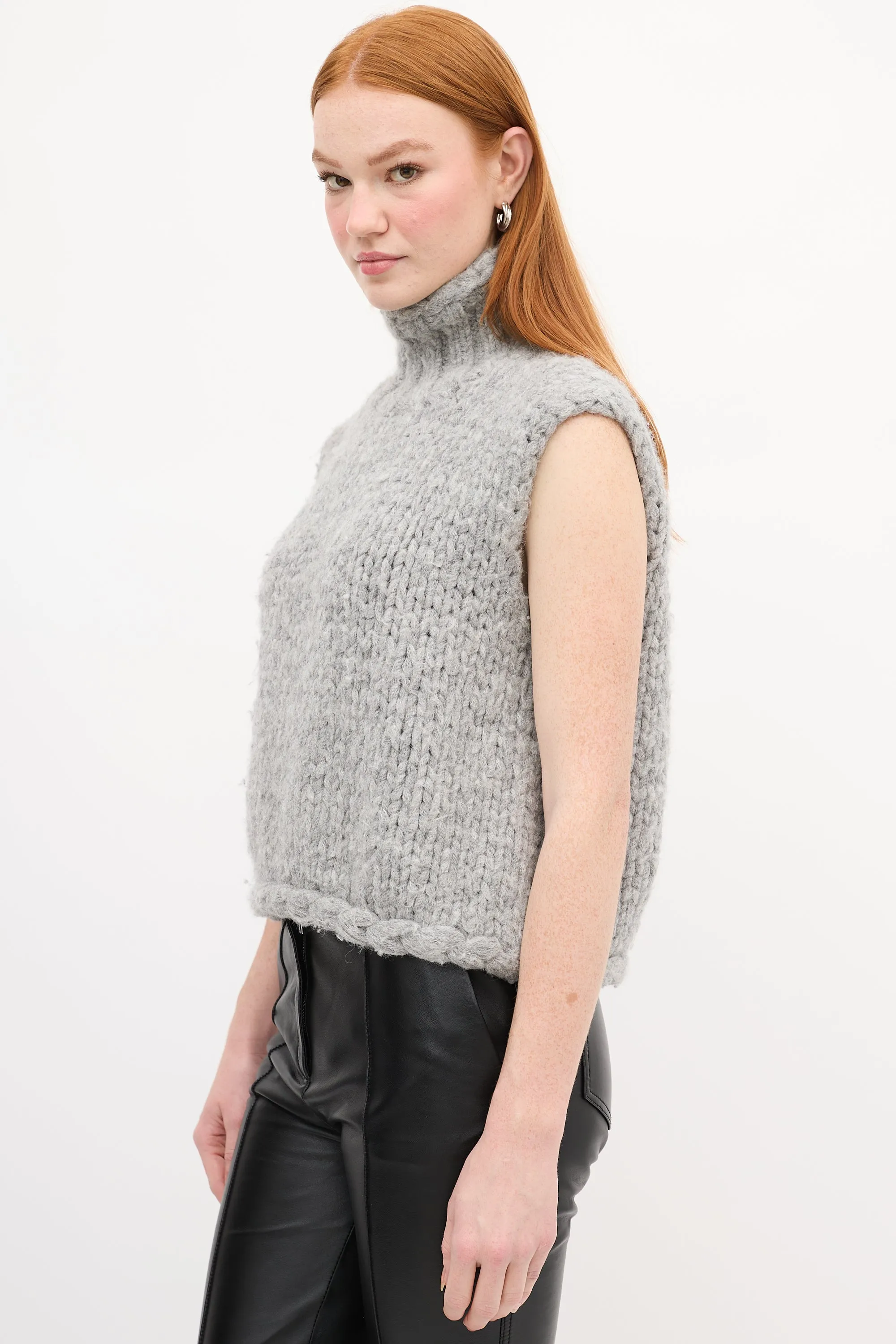 X Augden Grey Knit Sleeveless Sweater